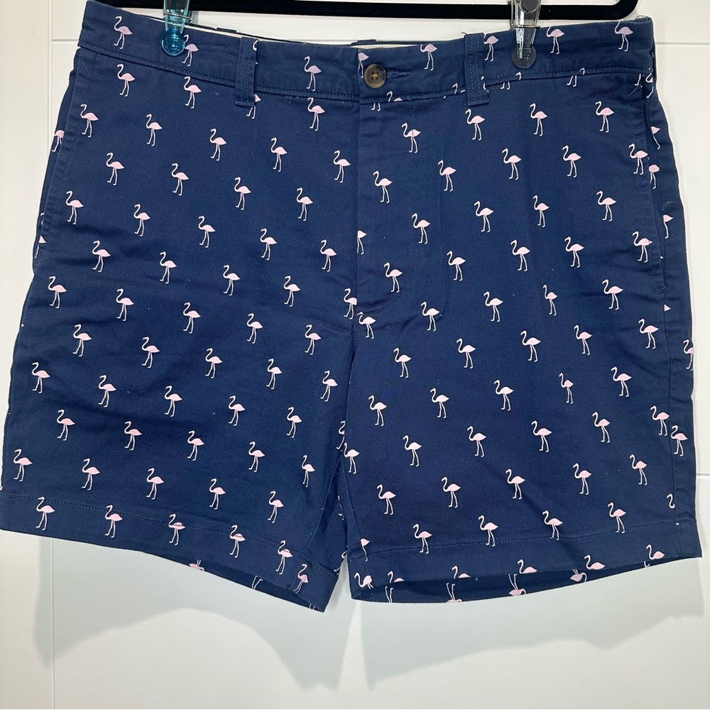 Navy Flamingo Print J Crew Shorts size 34
